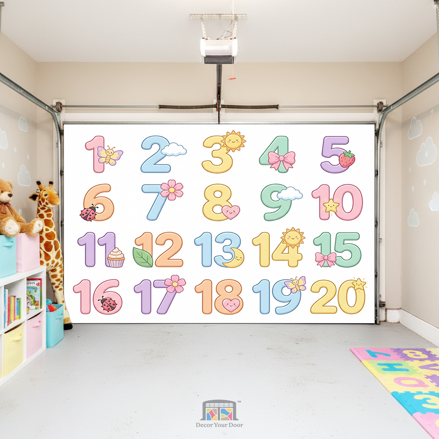 Sweet Numbers 1–20 Learning – Interior Garage Door Cover
