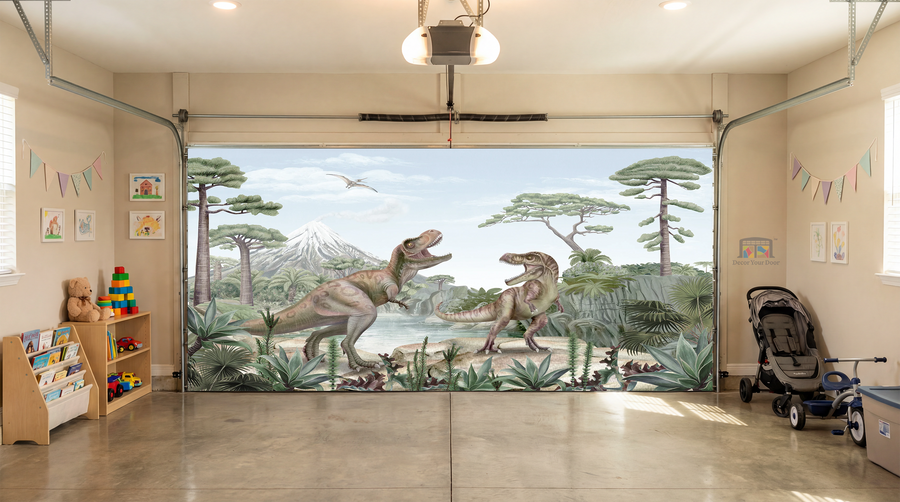 T-Rex Showdown – Interior Garage Door Cover