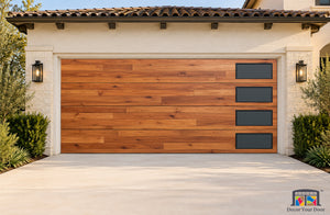 Cedar Midcentury Horizon Printed Garage Door Cover