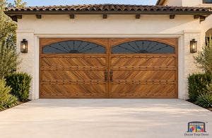 Spanish Teak Arched Chevron Printed Garage Door Cover