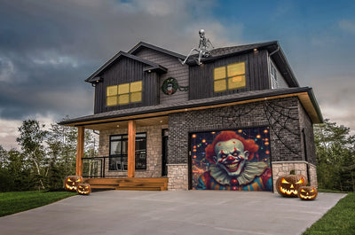 Terrifying Clown Carnival Frights Garage Door Cover Banner Wrap - Decor Your Door