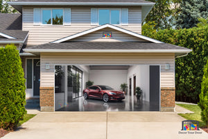 Tesla Model S estacionado en el garaje - Lona publicitaria para puerta de garaje