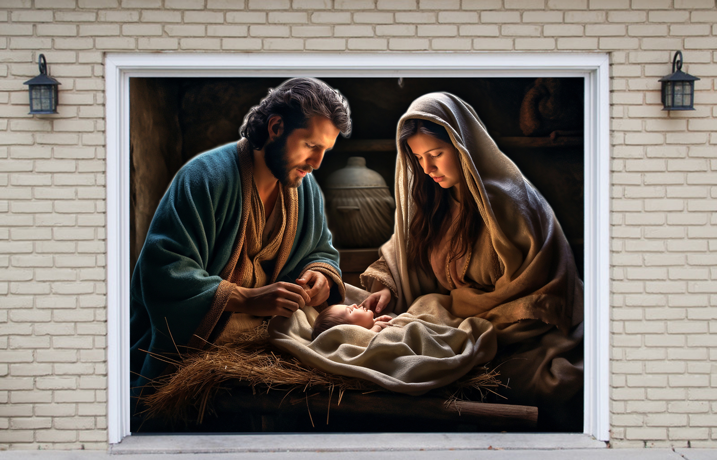 The Holy Family Jesus, Mary and Joseph Garage Door Cover Wrap