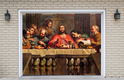 The Last Supper in Church Christmas Garage Door Cover Wrap