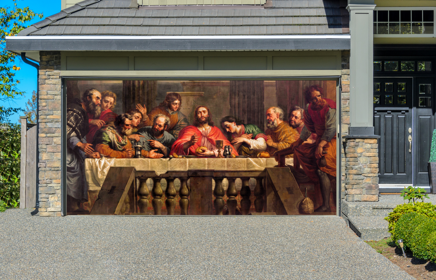 The Last Supper in Church Christmas Garage Door Cover Wrap