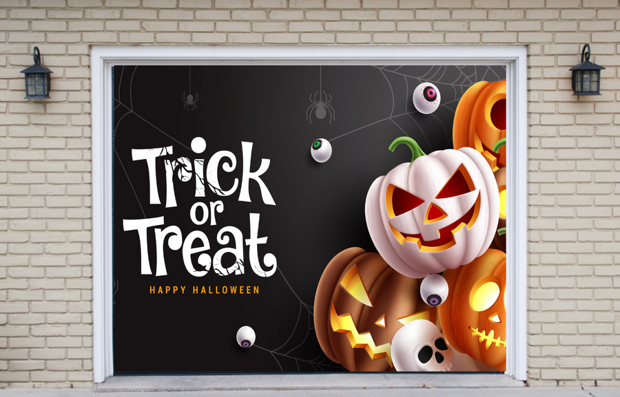 Decoración de Halloween con linterna de calabaza para puerta de garaje