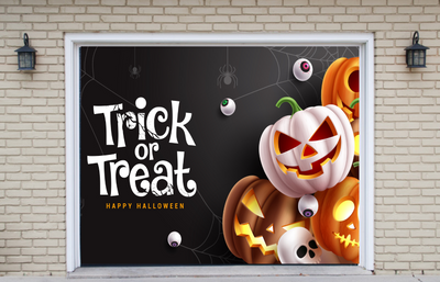 Trick Or Treat With Pumpkin Squash Lantern Garage Door Cover Wrap Decoration