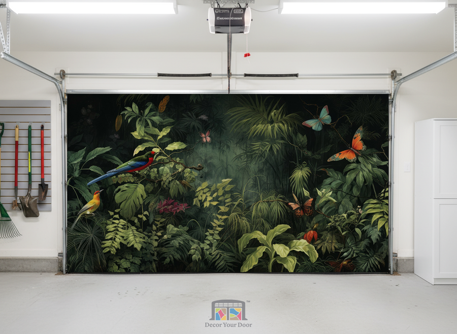 Tropical Aviary Whisper – Interior Garage Door Cover