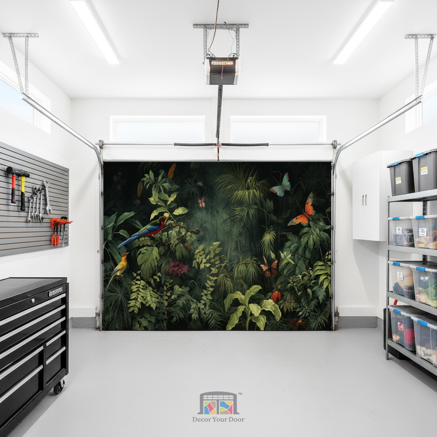 Tropical Aviary Whisper – Interior Garage Door Cover