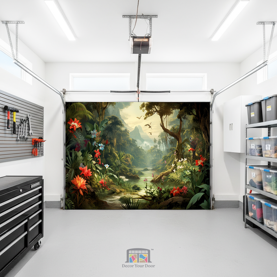 Tropical Paradise Bloom – Interior Garage Door Cover
