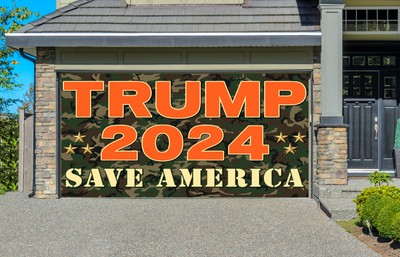 Trump 2024 Save America Again Orange Garage Door Cover Wrap Banner Decoration