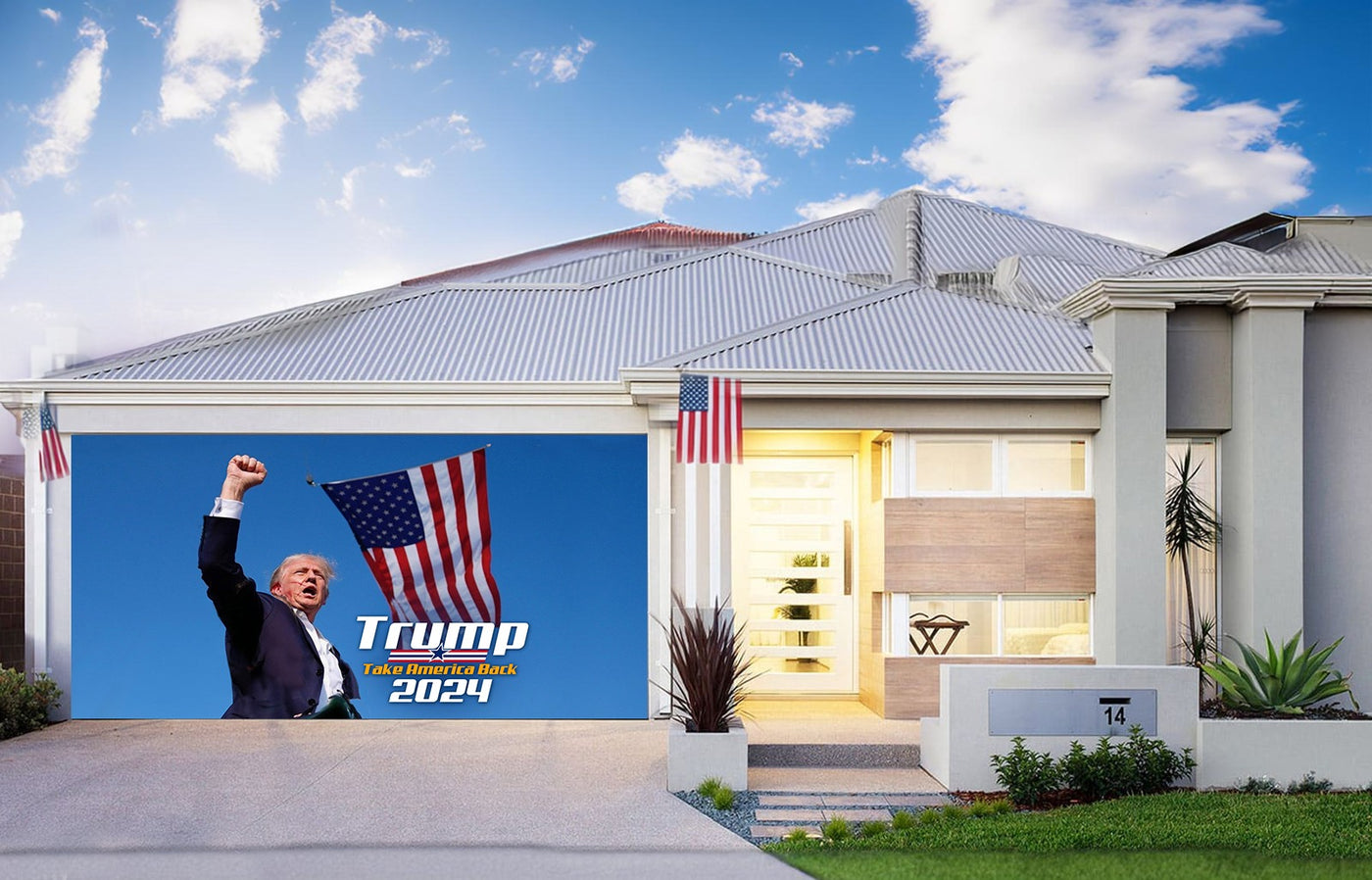 Trump 2024 Take America Back Garage Door Cover Wrap Backdrop