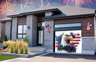 USA 4th of july Independence Day Bald Eagle With American Flag Paint Art Garage Door Cover