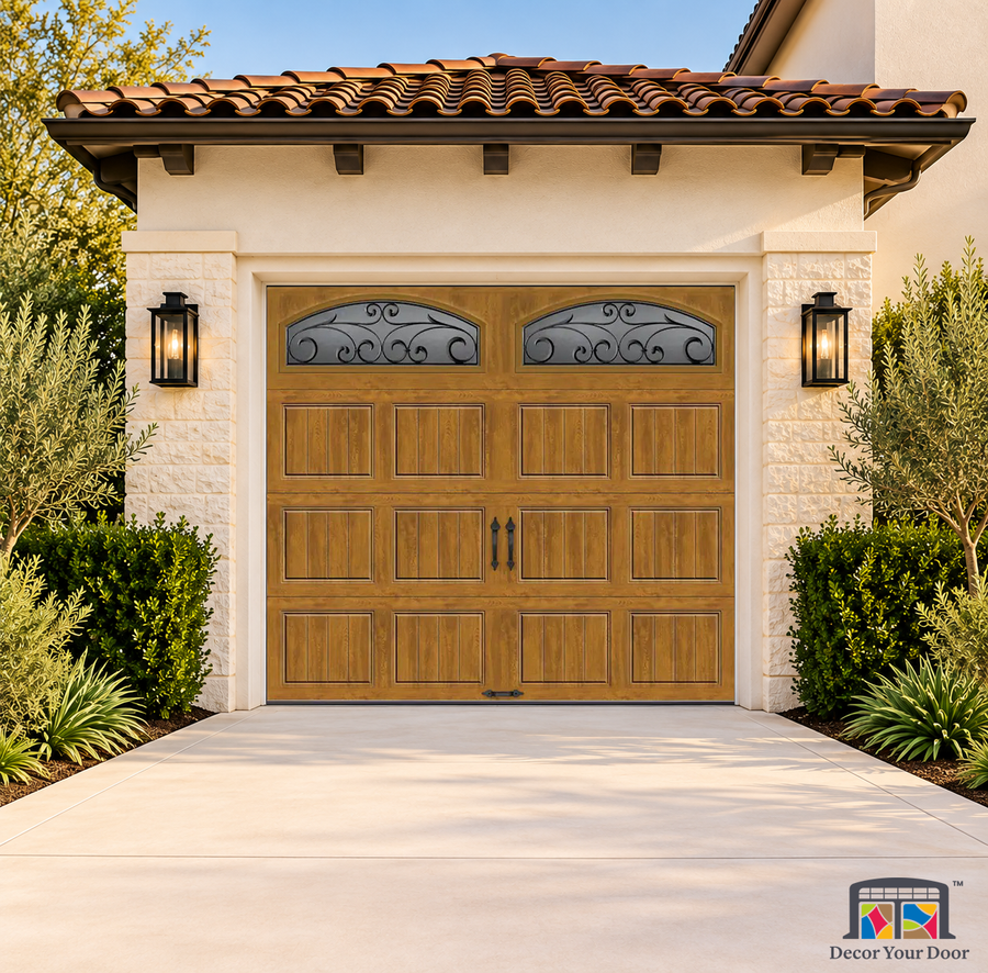 Ultra Grain printed garage door cover — One Car front view