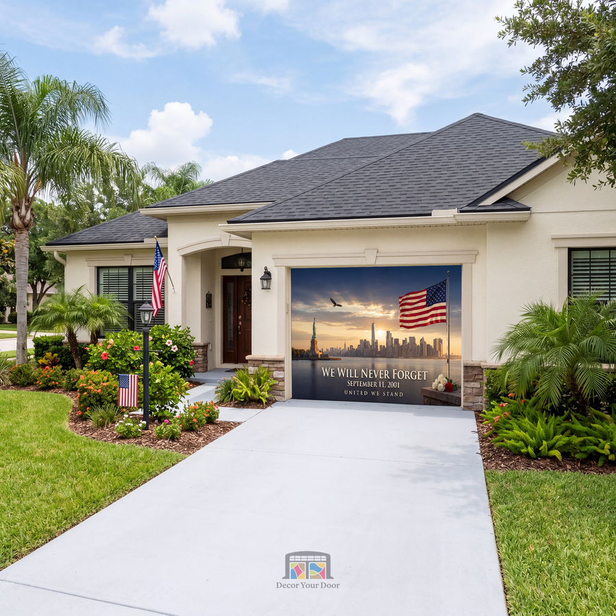 United in Remembrance - 9/11 Patriotic Memorial Garage Door Cover
