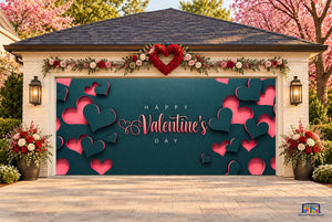 Midnight Paper Hearts Valentine's Day Garage Door Cover