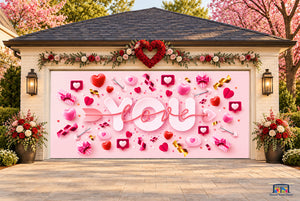 Love Confetti Valentine's Day Garage Door Cover