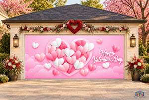 Pastel Heart Cascade Valentine's Day Garage Door Cover