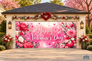 Mural decorativo para puerta de garaje con diseño de Feliz Día de San Valentín (Diseño #22)