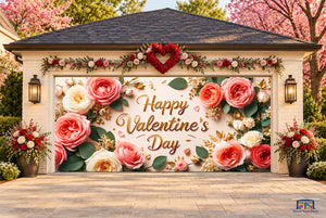 Peach Rose Elegance Valentine's Day Garage Door Cover