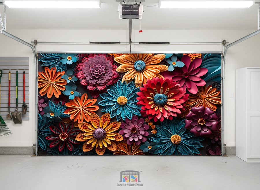 Vibrant Petal Burst – Interior Garage Door Cover