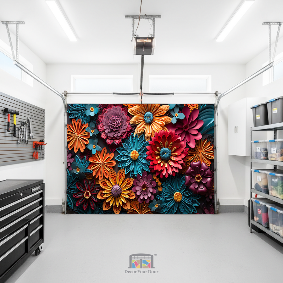 Vibrant Petal Burst – Interior Garage Door Cover