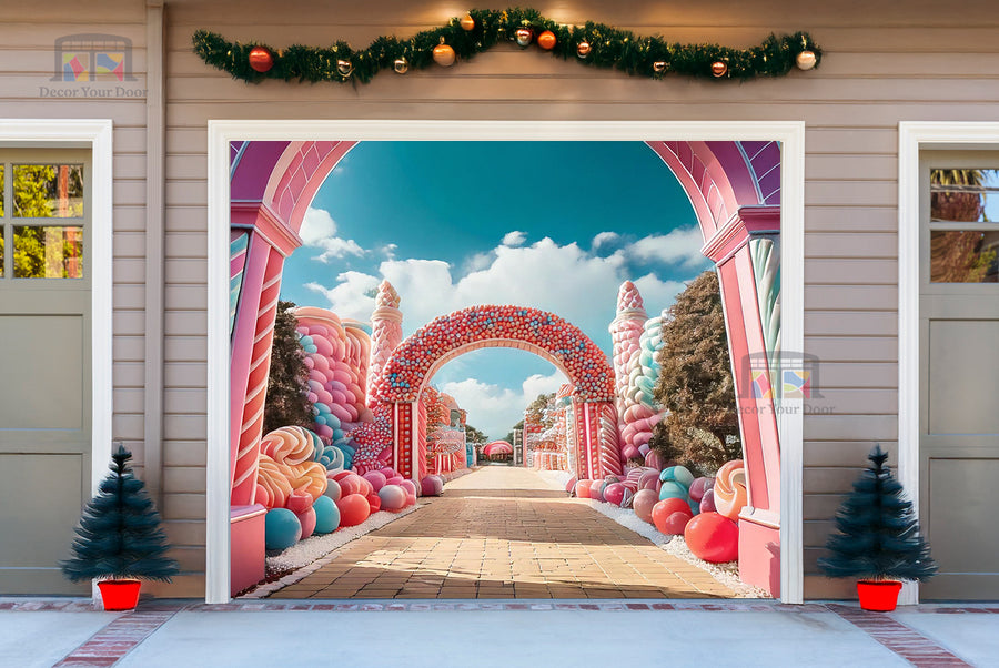 Welcome to Candy World Garage Door Cover Banner Decoration - Decor Your Door