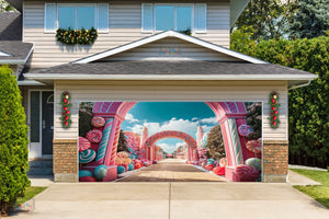 Welcome to Candy World Garage Door Cover Banner Decoration - Decor Your Door