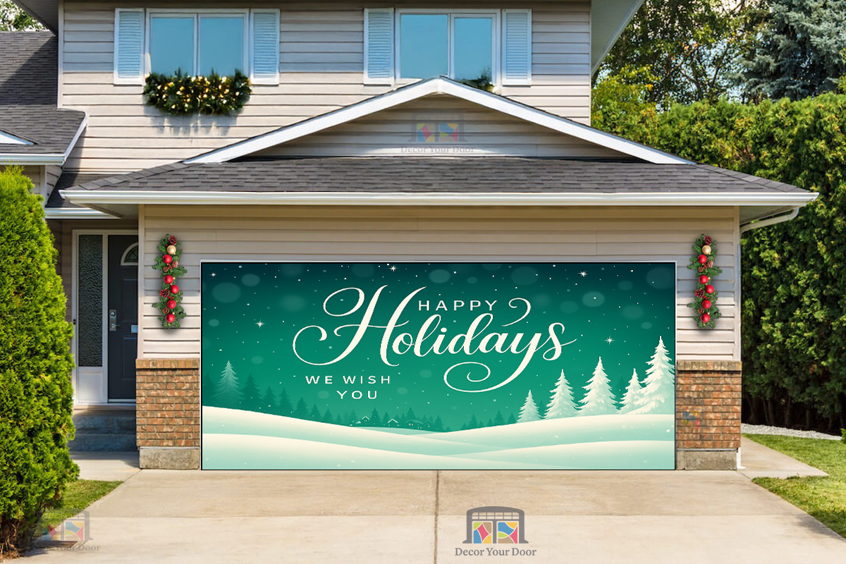 Winter Whispers – Happy Holidays Garage Door Cover