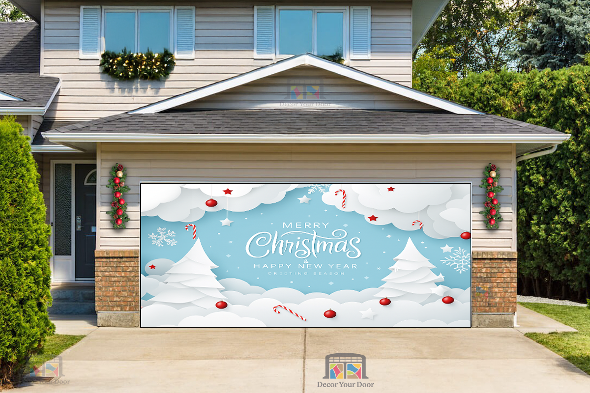 Winter Wishes – Merry Christmas Garage Door Cover