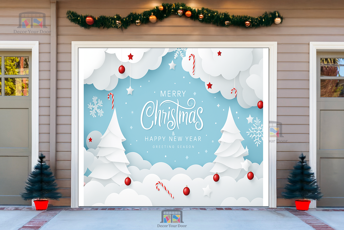 Winter Wishes – Merry Christmas Garage Door Cover