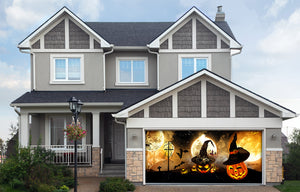 Vinilo decorativo para puerta de garaje con diseño de calabaza bruja