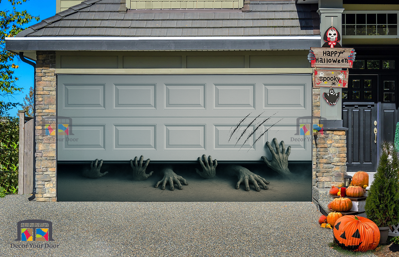 Zombie Hands Crawl - Garage Door Cover