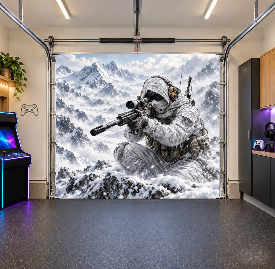 Arctic Marksman interior garage door cover — one car front