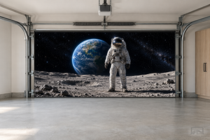 Astronautmøde i rummet – indvendigt garageportovertræk