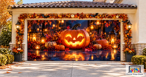 Autumn Pumpkin Glow Halloween Garage Door Cover