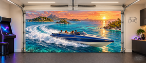Azure Island Run — Interior Garage Door Cover