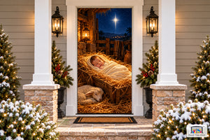 Baby Jesus Christmas Peace Front Door Cover