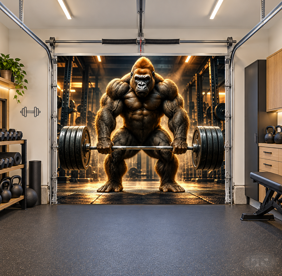 Beast Mode Gorilla Lift interior garage door cover — one car front