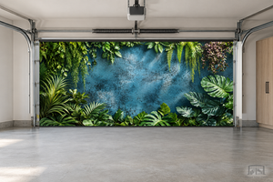 Botanisk blåt paradis – indvendigt garageportovertræk