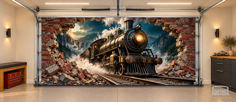 Steam Express Breakthrough interior garage door cover — TwoCar front
