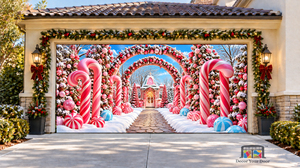 Candy Cane Christmas Entrance Garage Door Cover