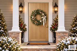 Champagne Oak Christmas Front Door Cover