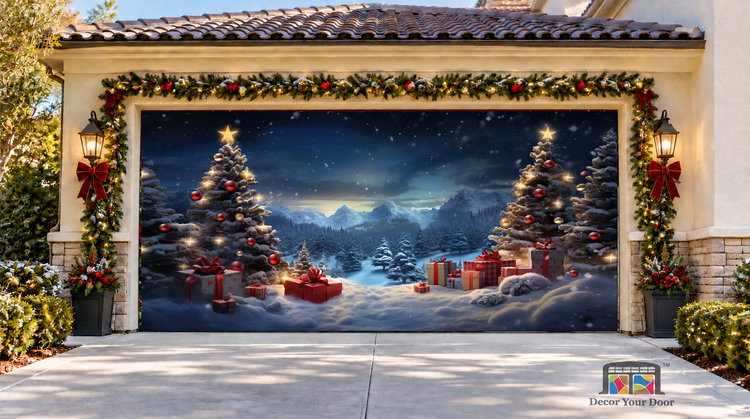Snowy Forest and Gifts - Two Car Front - Corrected Edges