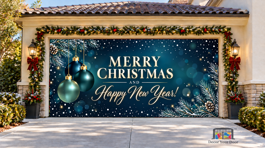 Christmas Blue Background — Two Car Front