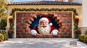 Santa's Brick Wall Surprise Garage Door Cover Banner Decoration - Decor Your Door