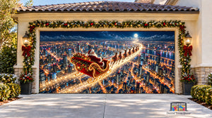 Santa Delivering Presents Christmas Garage Door Cover