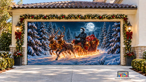 Michael Myers Sleigh Ride Christmas Garage Door Cover