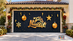 Feliz Navidad på sort baggrund – garageportovertræk