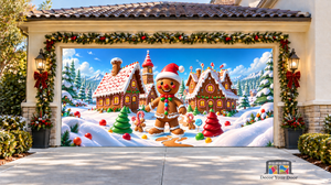 Giant Gingerbread Village Christmas Garage Door Cover